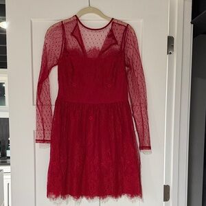 Perfect Valentine’s Day dress! Express Red Lace Mesh dresss